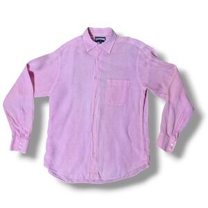 Vilebrequin Mens Pink 100% Linen Long Sleeve Button Up Shirt Size Medium M